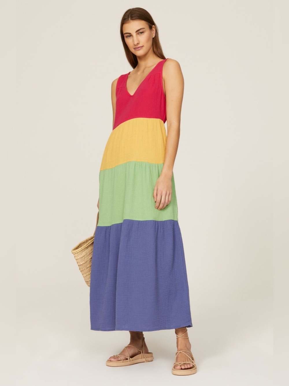 Marine Layer Rainbow Corrine Maxi Dress Large